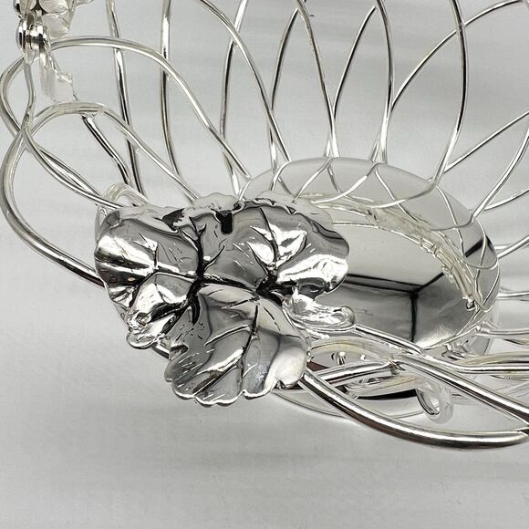 VTG Studio Silversmiths Silverplated Wire Round Basket Grape Clusters & Leaves - Picture 10 of 15